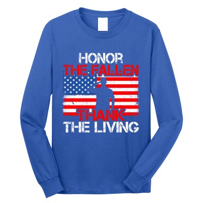 Vintage Honor The Fallen Veterans Gift Proud Usa Flag Gift Long Sleeve Shirt