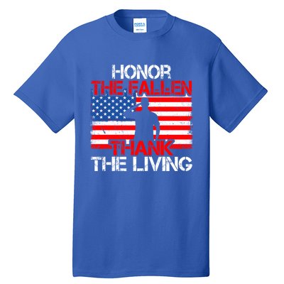 Vintage Honor The Fallen Veterans Gift Proud Usa Flag Gift Tall T-Shirt