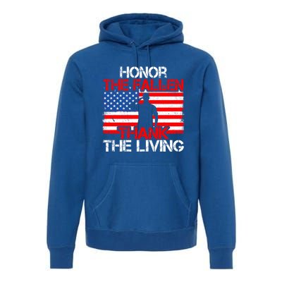 Vintage Honor The Fallen Veterans Gift Proud Usa Flag Gift Premium Hoodie