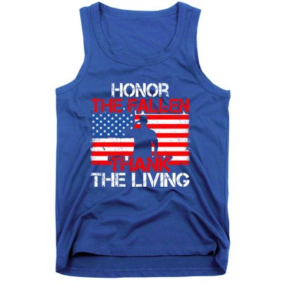 Vintage Honor The Fallen Veterans Gift Proud Usa Flag Gift Tank Top