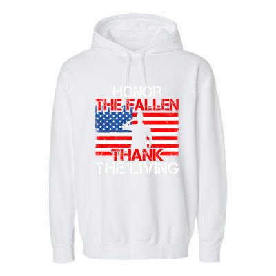 Vintage Honor The Fallen Veterans Gift Proud Usa Flag Gift Garment-Dyed Fleece Hoodie