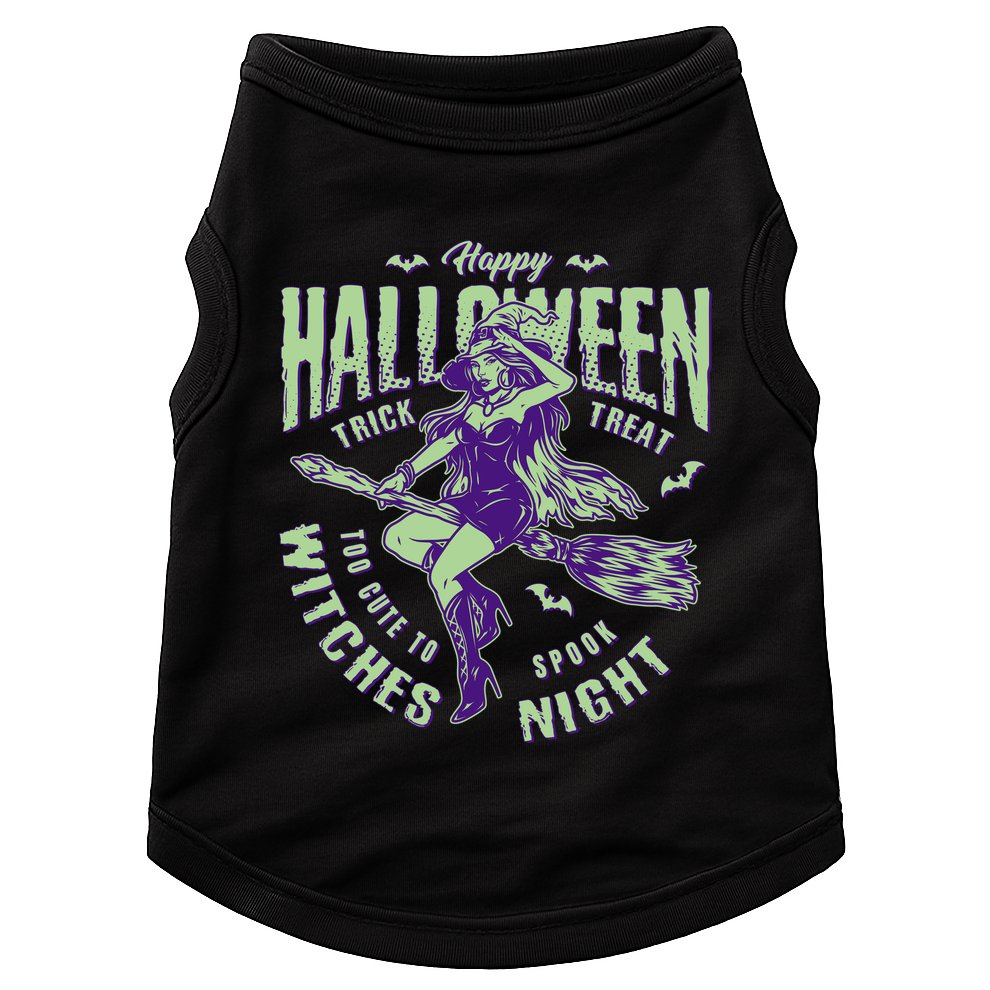 Vintage Halloween Too Cute To Spook Witches Night Doggie Tank