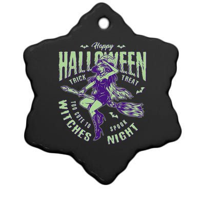 Vintage Halloween Too Cute To Spook Witches Night Ceramic Star Ornament