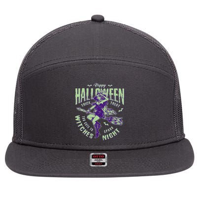 Vintage Halloween Too Cute To Spook Witches Night 7 Panel Mesh Trucker Snapback Hat