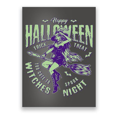 Vintage Halloween Too Cute To Spook Witches Night Poster