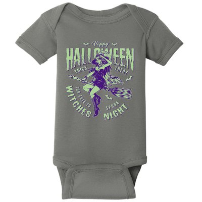 Vintage Halloween Too Cute To Spook Witches Night Baby Bodysuit