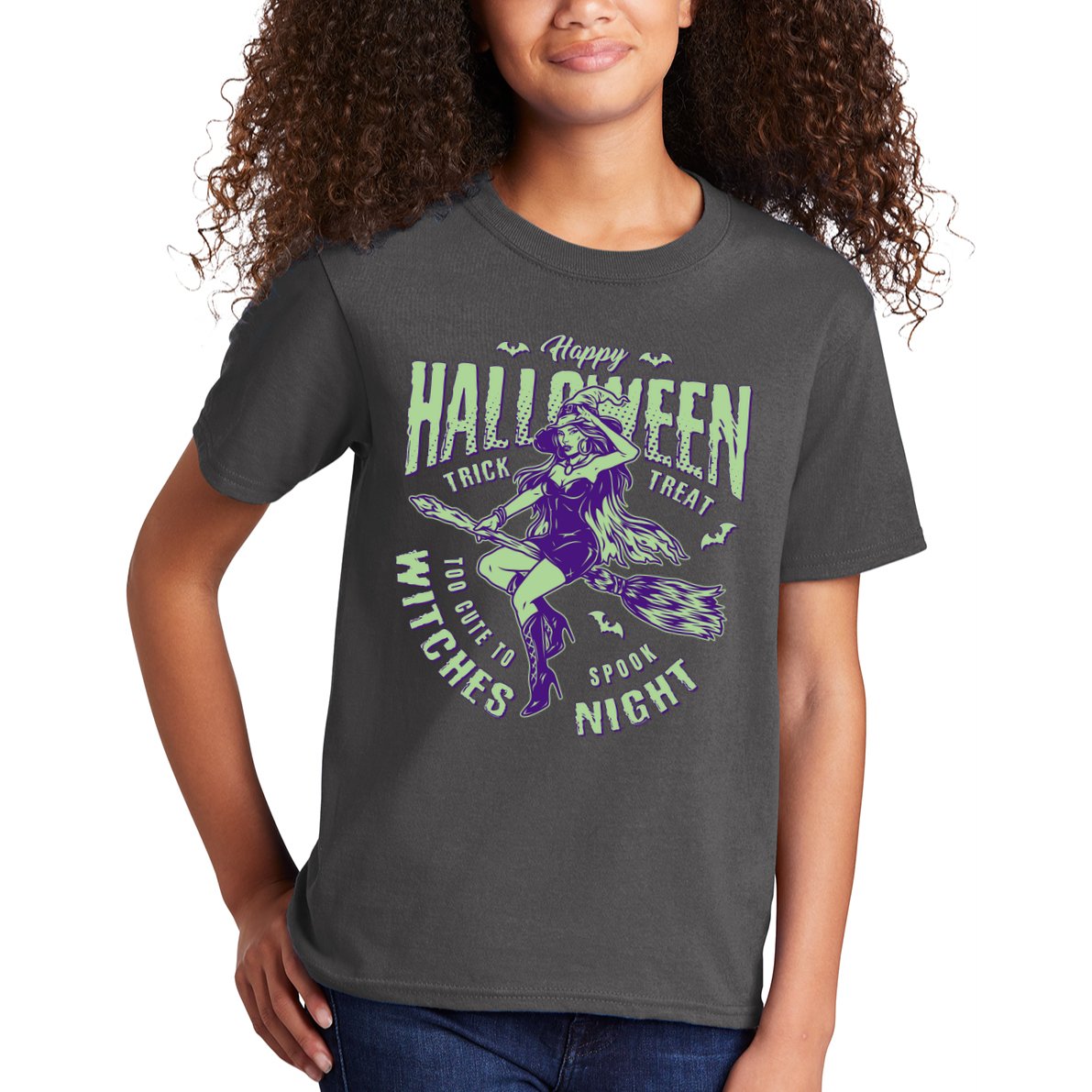 Vintage Halloween Too Cute To Spook Witches Night Kids T-Shirt