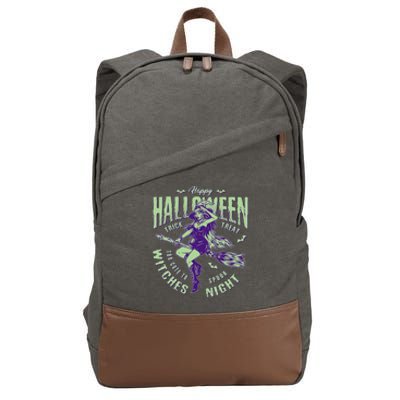 Vintage Halloween Too Cute To Spook Witches Night Cotton Canvas Backpack