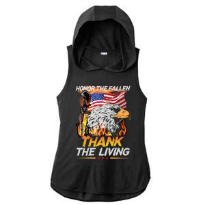 Veteran Honor The Fallen Thank The Living Usa Flag Gift Ladies PosiCharge Tri-Blend Wicking Draft Hoodie Tank