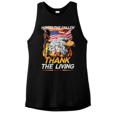 Veteran Honor The Fallen Thank The Living Usa Flag Gift Ladies PosiCharge Tri-Blend Wicking Tank