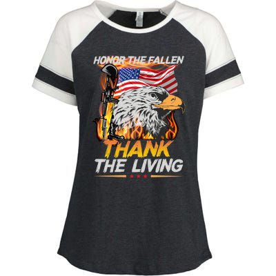 Veteran Honor The Fallen Thank The Living Usa Flag Gift Enza Ladies Jersey Colorblock Tee