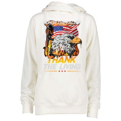 Veteran Honor The Fallen Thank The Living Usa Flag Gift Womens Funnel Neck Pullover Hood