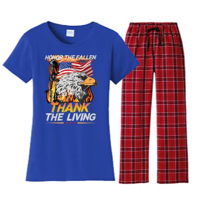 Veteran Honor The Fallen Thank The Living Usa Flag Gift Women's Flannel Pajama Set