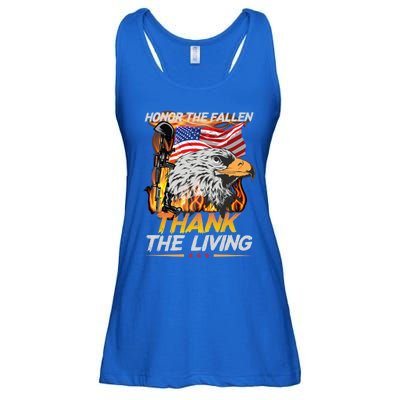 Veteran Honor The Fallen Thank The Living Usa Flag Gift Ladies Essential Flowy Tank