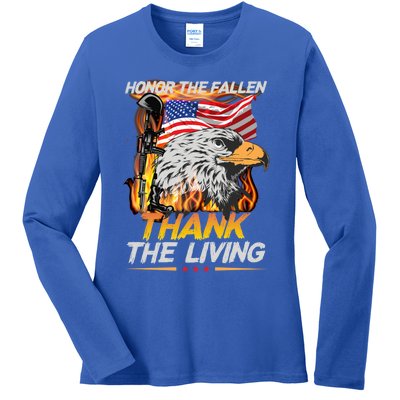 Veteran Honor The Fallen Thank The Living Usa Flag Gift Ladies Long Sleeve Shirt