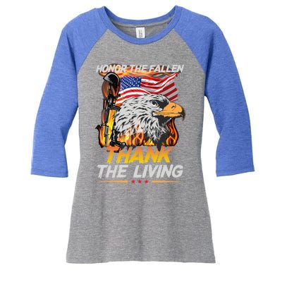 Veteran Honor The Fallen Thank The Living Usa Flag Gift Women's Tri-Blend 3/4-Sleeve Raglan Shirt