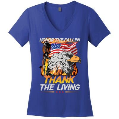 Veteran Honor The Fallen Thank The Living Usa Flag Gift Women's V-Neck T-Shirt