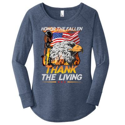 Veteran Honor The Fallen Thank The Living Usa Flag Gift Women's Perfect Tri Tunic Long Sleeve Shirt