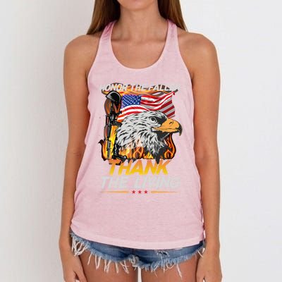 Veteran Honor The Fallen Thank The Living Usa Flag Gift Women's Knotted Racerback Tank