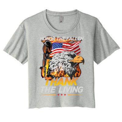 Veteran Honor The Fallen Thank The Living Usa Flag Gift Women's Crop Top Tee