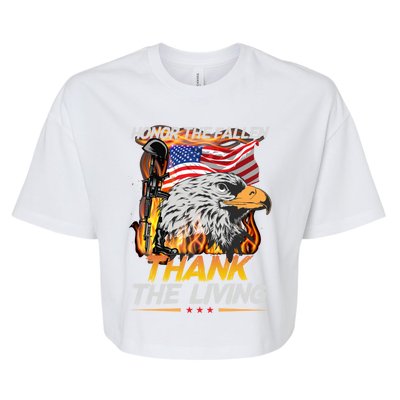 Veteran Honor The Fallen Thank The Living Usa Flag Gift Bella+Canvas Jersey Crop Tee