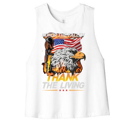 Veteran Honor The Fallen Thank The Living Usa Flag Gift Women's Racerback Cropped Tank