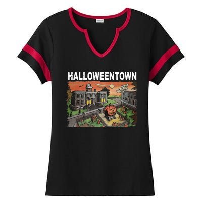 Vintage Halloween Town Ladies Halftime Notch Neck Tee