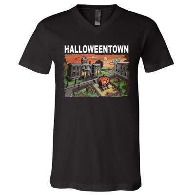 Vintage Halloween Town V-Neck T-Shirt