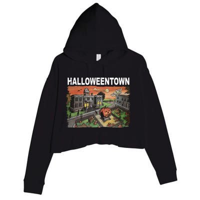 Vintage Halloween Town Crop Fleece Hoodie