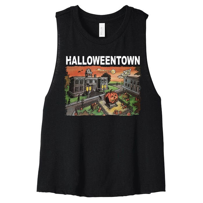 Vintage Halloween Town Women's Racerback Cropped Tank