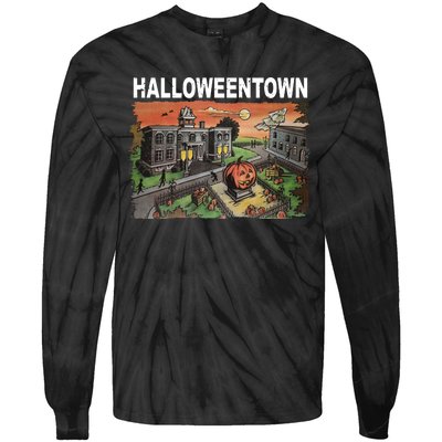 Vintage Halloween Town Tie-Dye Long Sleeve Shirt