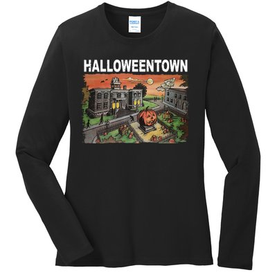 Vintage Halloween Town Ladies Long Sleeve Shirt