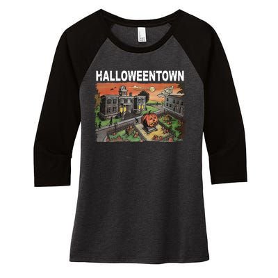 Vintage Halloween Town Women's Tri-Blend 3/4-Sleeve Raglan Shirt