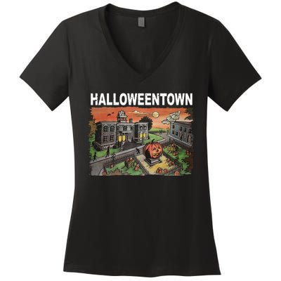 Vintage Halloween Town Women's V-Neck T-Shirt