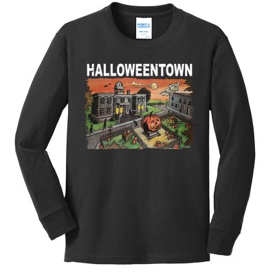 Vintage Halloween Town Kids Long Sleeve Shirt