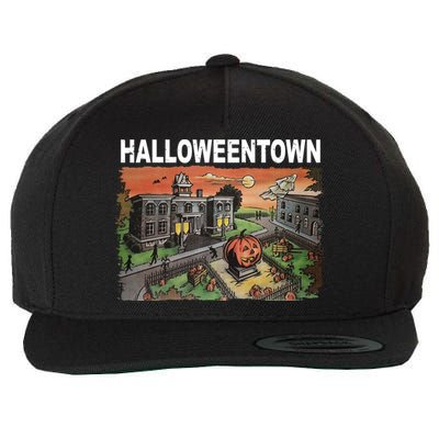 Vintage Halloween Town Wool Snapback Cap