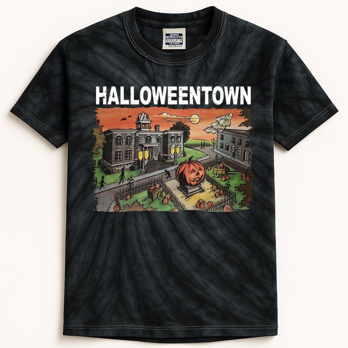 Vintage Halloween Town Kids Tie-Dye T-Shirt