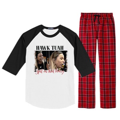 Viral Hawk Tuah Spit On That Thang 2024 Raglan Sleeve Pajama Set