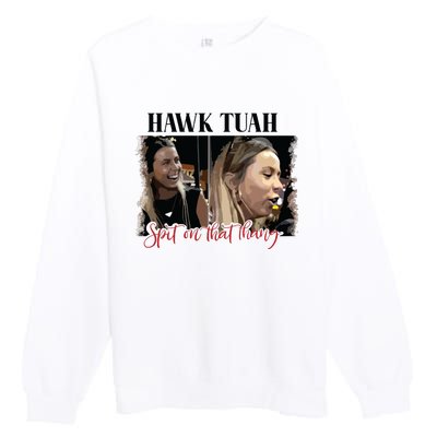 Viral Hawk Tuah Spit On That Thang 2024 Premium Crewneck Sweatshirt