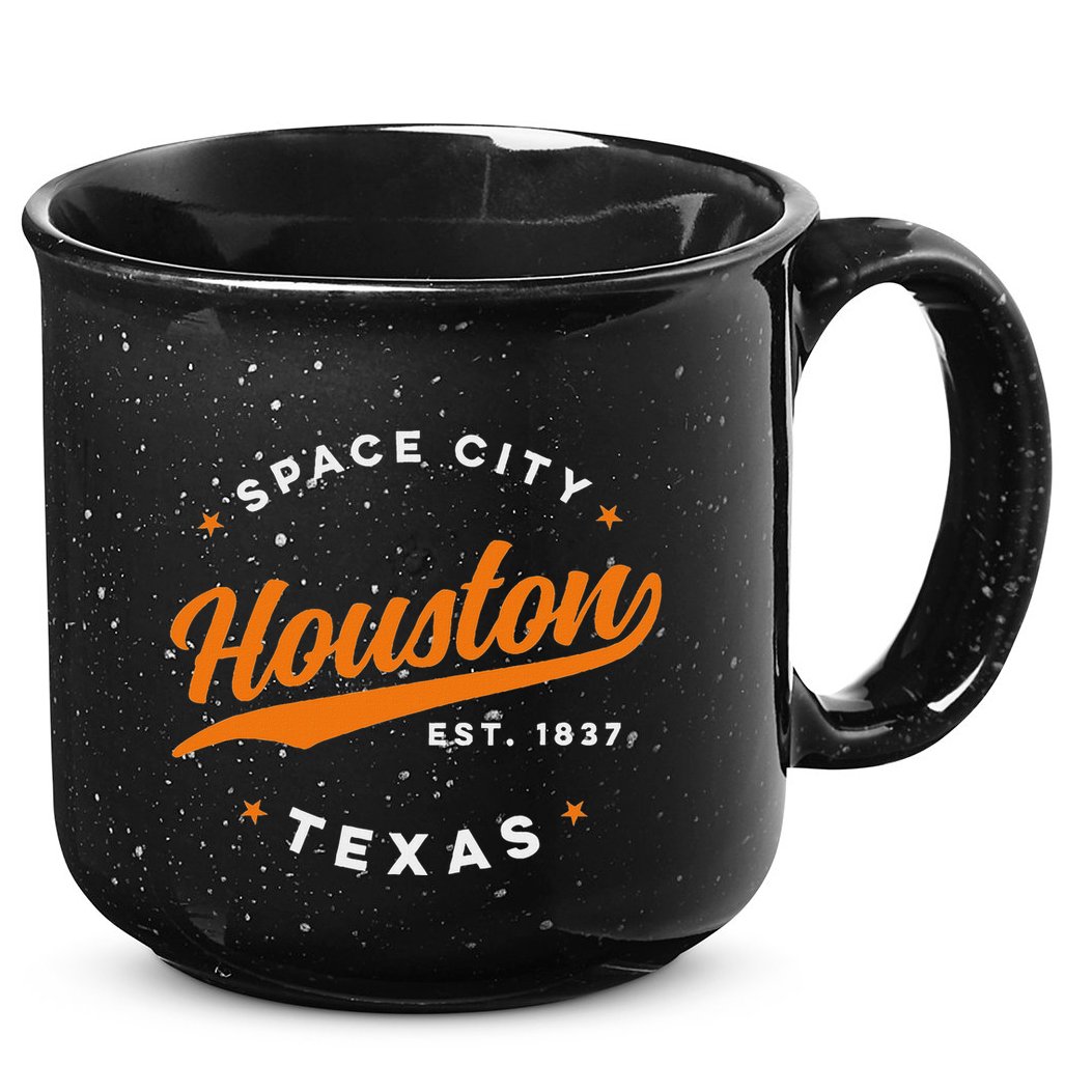 Vintage Houston Texas Space City Orange Text 15oz Campfire Ceramic Mug