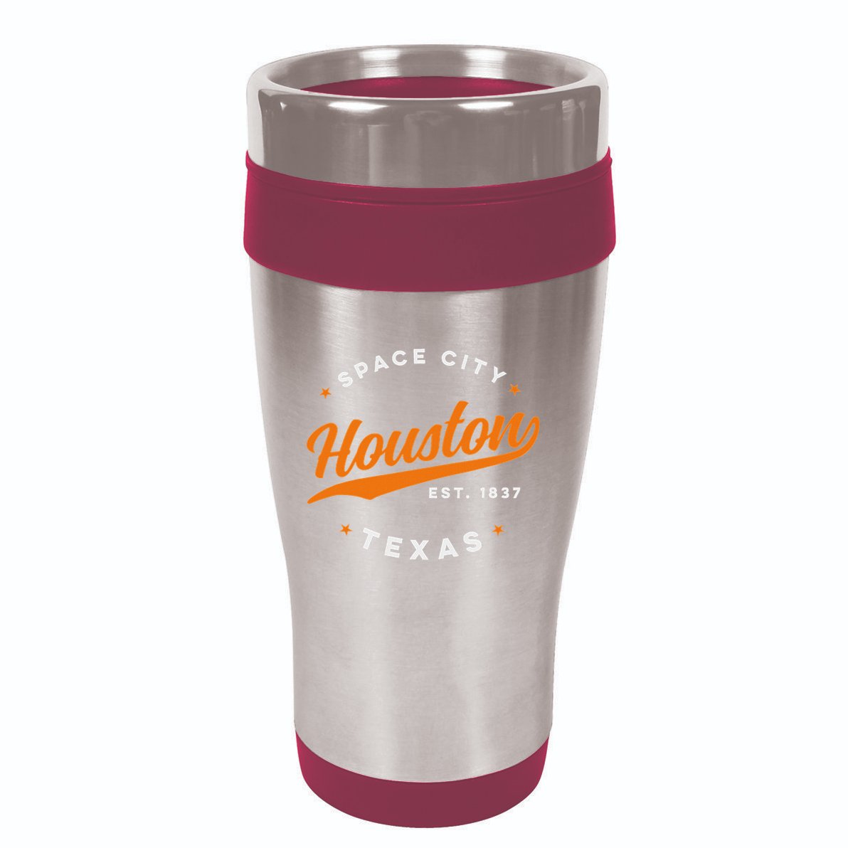 Vintage Houston Texas Space City Orange Text 16oz Travel Tumbler