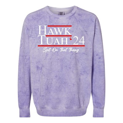 Vote Hawk Tuah 2024 Spit On That Thang Colorblast Crewneck Sweatshirt