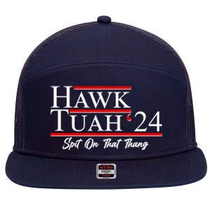 Vote Hawk Tuah 2024 Spit On That Thang 7 Panel Mesh Trucker Snapback Hat