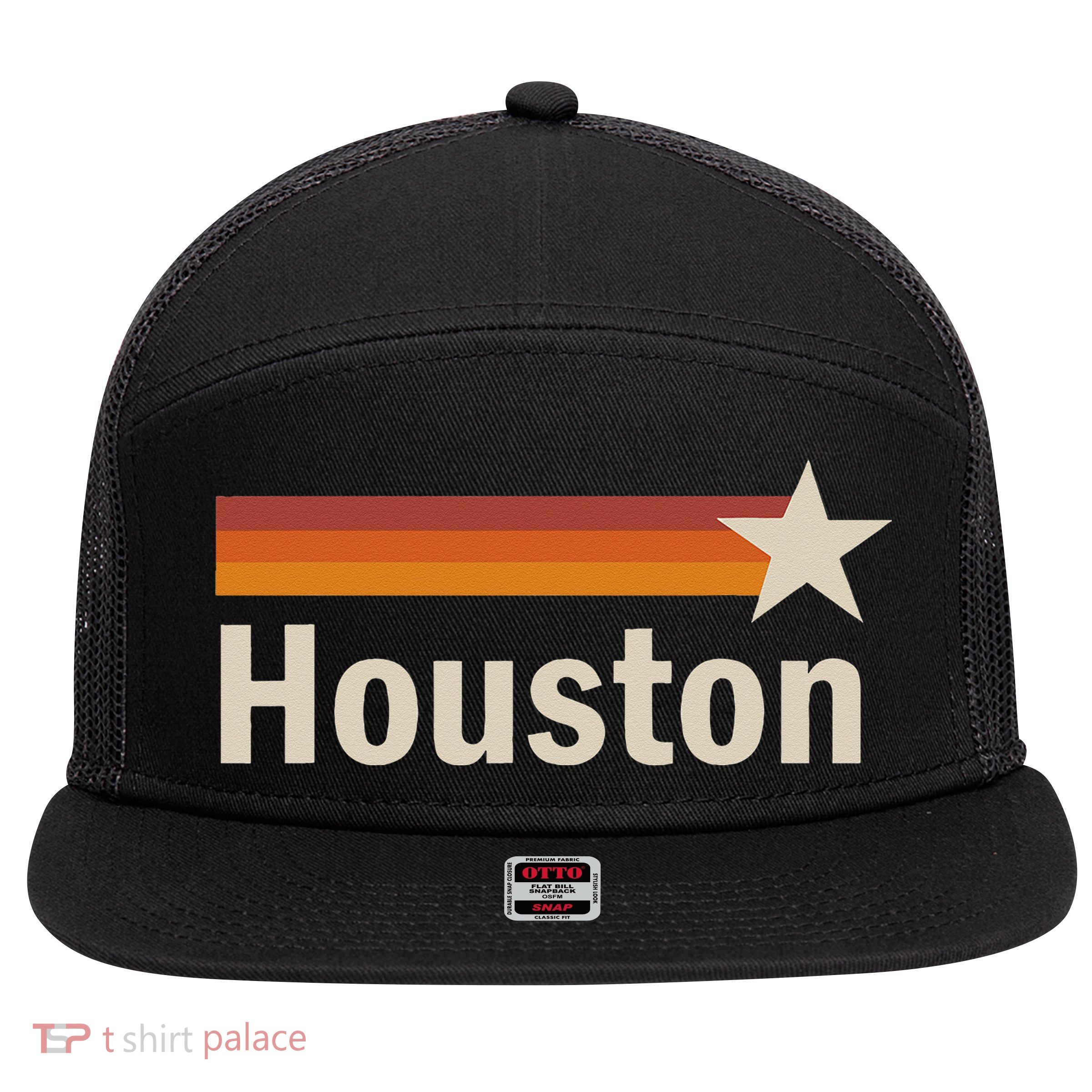 Vintage Houston Texas  7 Panel Mesh Trucker Snapback Hat