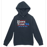 Vote Hawk Tuah 2024 Spit On That Thang Urban Pullover Hoodie