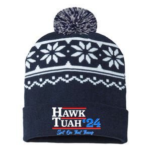 Vote Hawk Tuah 2024 Spit On That Thang USA-Made Snowflake Beanie