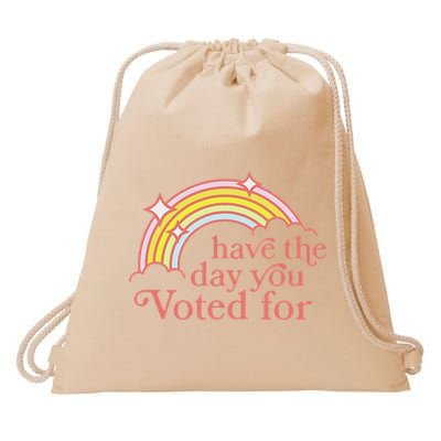 Vintage Have The Day You Voted For Retro Rainbow Drawstring Bag
