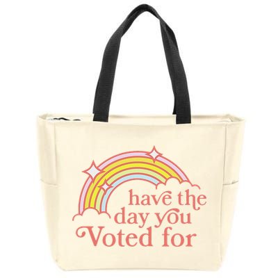 Vintage Have The Day You Voted For Retro Rainbow Zip Tote Bag