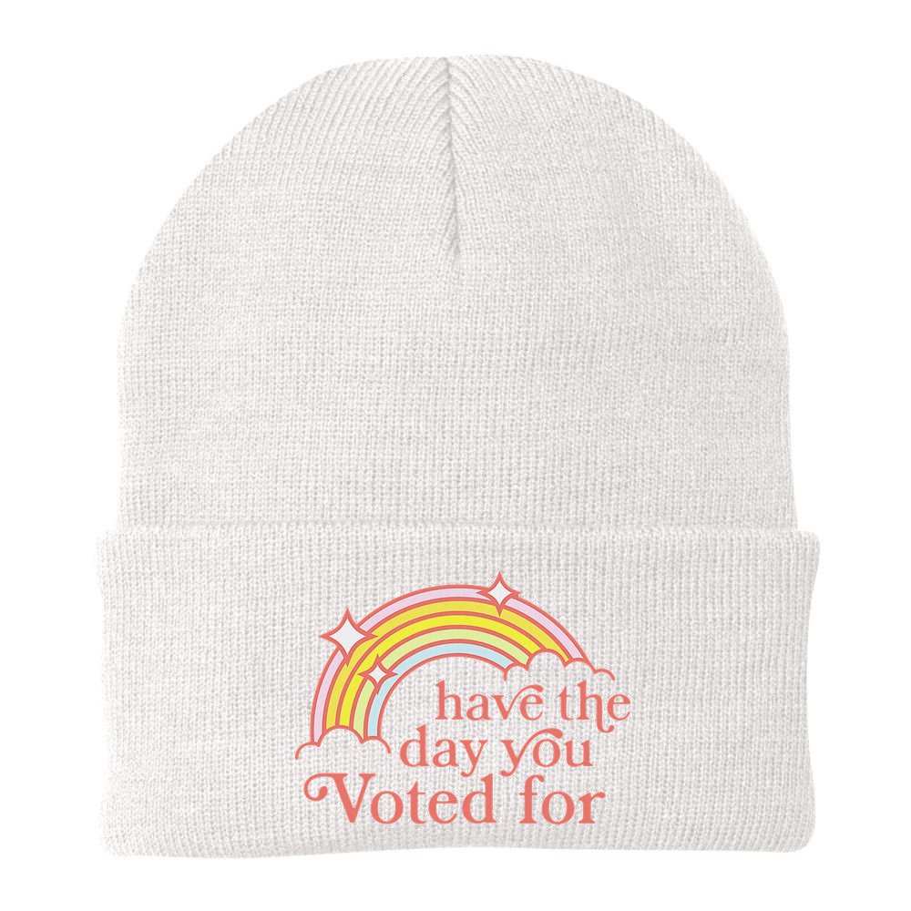 Vintage Have The Day You Voted For Retro Rainbow Beanie
