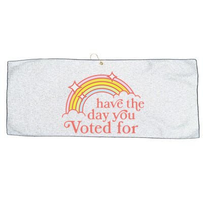 Vintage Have The Day You Voted For Retro Rainbow Large Microfiber Waffle Golf Towel